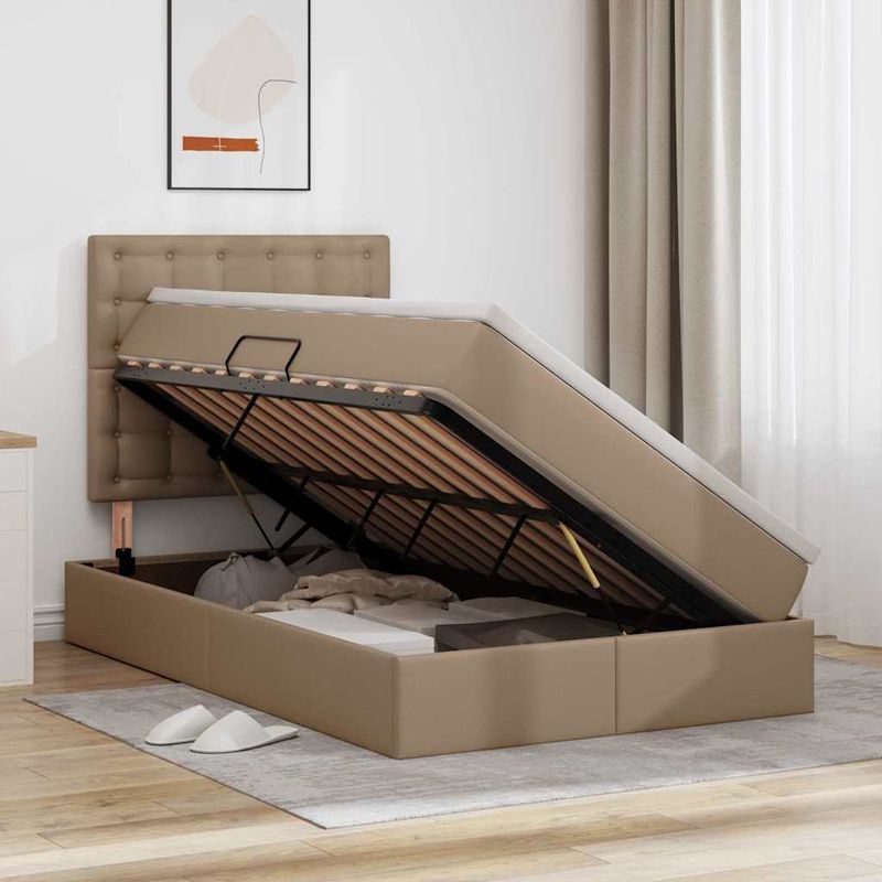 Casa si Gradina - Mobilier - Paturi si accesorii - Paturi - Pat cu lumini cu banda LED Cappuccino 120 x 200 cm PVC - Infinity.ro
