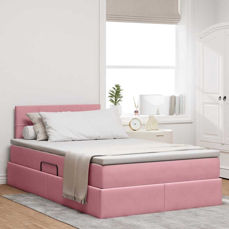 Casa si Gradina - Mobilier - Paturi si accesorii - Paturi - Pat cu lumini cu banda LED Roz 120 x 200 cm Catifea - Infinity.ro