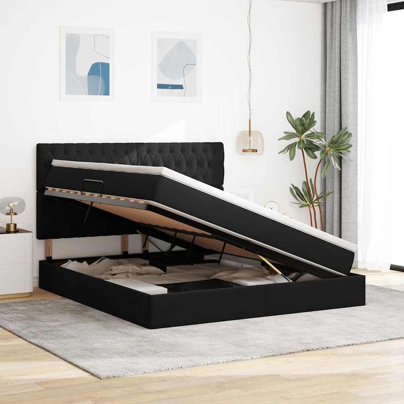 Casa si Gradina - Mobilier - Paturi si accesorii - Paturi - Pat cu lumini cu banda LED Negru 160 x 200 cm Catifea - Infinity.ro