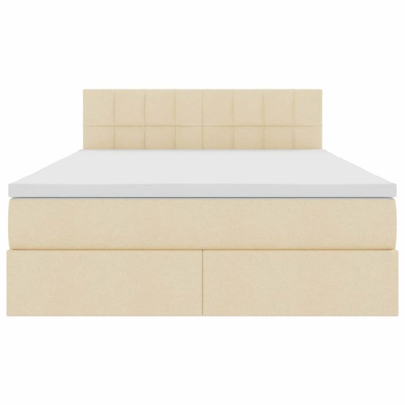 Casa si Gradina - Mobilier - Paturi si accesorii - Paturi - Pat cu lumini cu banda LED Creme 140 x 190 cm tesatura - Infinity.ro
