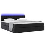 Casa si Gradina - Mobilier - Paturi si accesorii - Paturi - Pat cu lumini cu banda LED cu headboard Negru 160 x 200 cm PVC - Infinity.ro