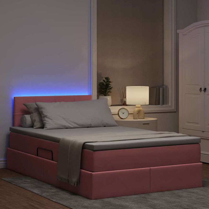 Casa si Gradina - Mobilier - Paturi si accesorii - Paturi - Pat cu lumini cu banda LED Roz 120 x 200 cm Catifea - Infinity.ro