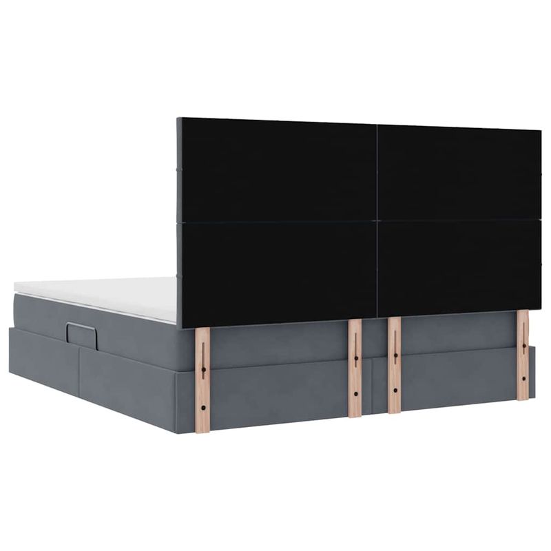Casa si Gradina - Mobilier - Paturi si accesorii - Paturi - Pat cu lumini cu banda LED Gri inchis 160 x 200 cm Catifea - Infinity.ro