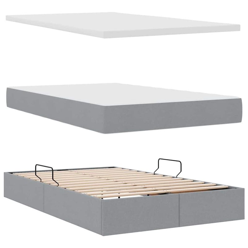 Casa si Gradina - Mobilier - Paturi si accesorii - Paturi - Pat cu lumini cu banda LED Gri deschis 120 x 200 cm tesatura - Infinity.ro