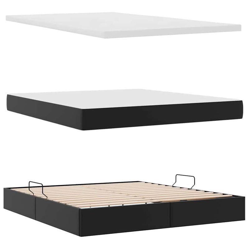 Casa si Gradina - Mobilier - Paturi si accesorii - Paturi - Pat cu lumini cu banda LED cu headboard Negru 160 x 200 cm PVC - Infinity.ro