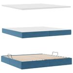 Casa si Gradina - Mobilier - Paturi si accesorii - Paturi - Pat cu lumini cu banda LED Albastru inchis 200 x 200 cm Catifea - Infinity.ro