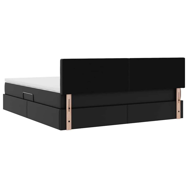 Casa si Gradina - Mobilier - Paturi si accesorii - Paturi - Pat cu lumini cu banda LED cu headboard Negru 160 x 200 cm PVC - Infinity.ro