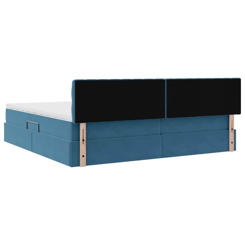 Casa si Gradina - Mobilier - Paturi si accesorii - Paturi - Pat cu lumini cu banda LED Albastru inchis 200 x 200 cm Catifea - Infinity.ro