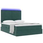 Casa si Gradina - Mobilier - Paturi si accesorii - Paturi - Pat cu lumini cu banda LED Verde inchis 140 x 190 cm Catifea - Infinity.ro