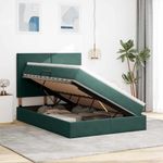 Casa si Gradina - Mobilier - Paturi si accesorii - Paturi - Pat cu lumini cu banda LED Verde inchis 140 x 190 cm Catifea - Infinity.ro
