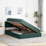 Casa si Gradina - Mobilier - Paturi si accesorii - Paturi - Pat cu lumini cu banda LED Verde inchis 140 x 190 cm Catifea - Infinity.ro