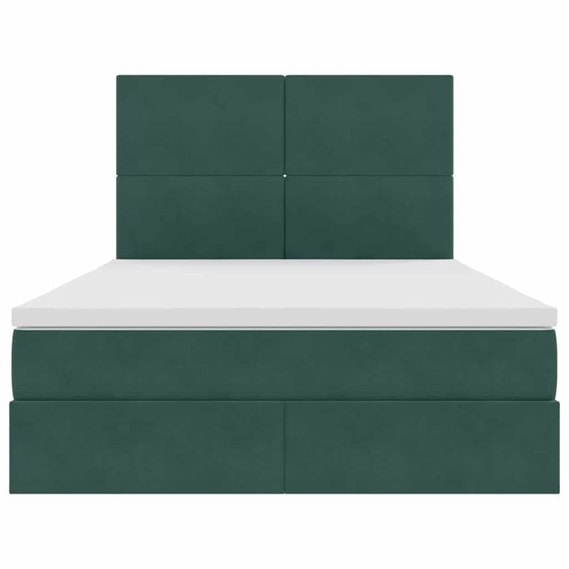 Casa si Gradina - Mobilier - Paturi si accesorii - Paturi - Pat cu lumini cu banda LED Verde inchis 140 x 190 cm Catifea - Infinity.ro