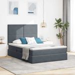 Casa si Gradina - Mobilier - Paturi si accesorii - Paturi - Pat cu lumini cu banda LED Gri inchis 140 x 190 cm Catifea - Infinity.ro