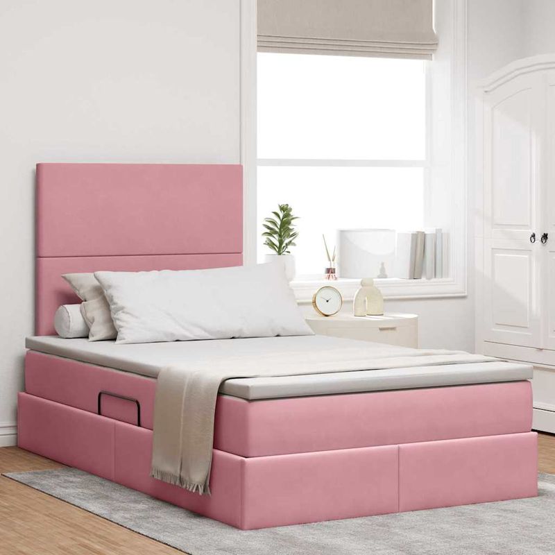 Casa si Gradina - Mobilier - Paturi si accesorii - Paturi - Pat cu lumini cu banda LED Roz 120 x 200 cm Catifea - Infinity.ro