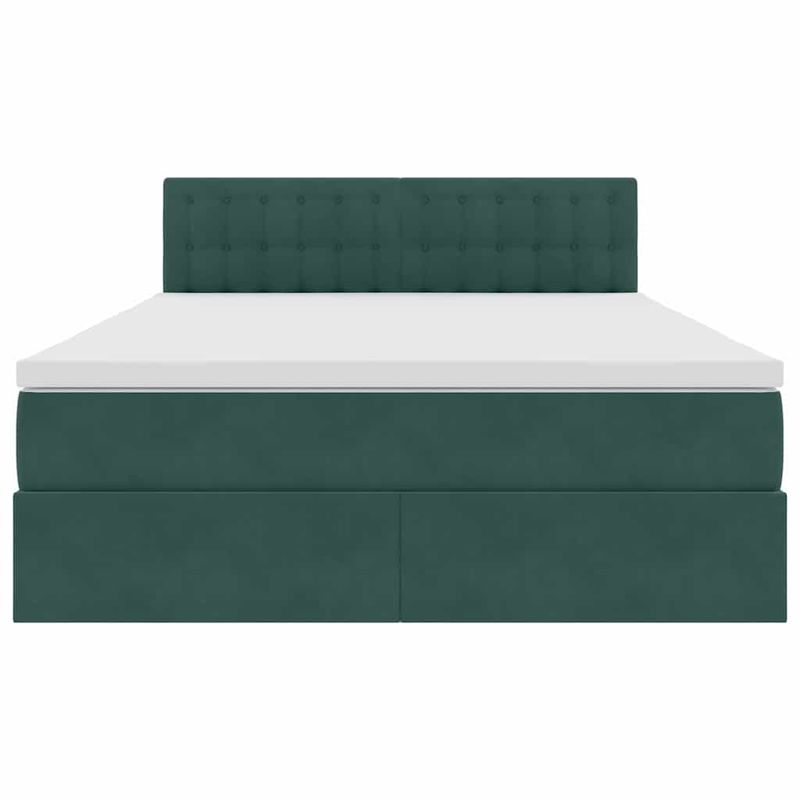 Casa si Gradina - Mobilier - Paturi si accesorii - Paturi - Pat cu lumini cu banda LED Verde inchis 140 x 190 cm Catifea - Infinity.ro