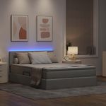 Casa si Gradina - Mobilier - Paturi si accesorii - Paturi - Pat cu lumini cu banda LED Gri deschis 140 x 190 cm tesatura - Infinity.ro
