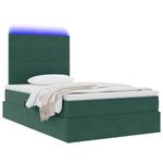 Casa si Gradina - Mobilier - Paturi si accesorii - Paturi - Pat cu lumini cu banda LED Verde inchis 120 x 200 cm Catifea - Infinity.ro
