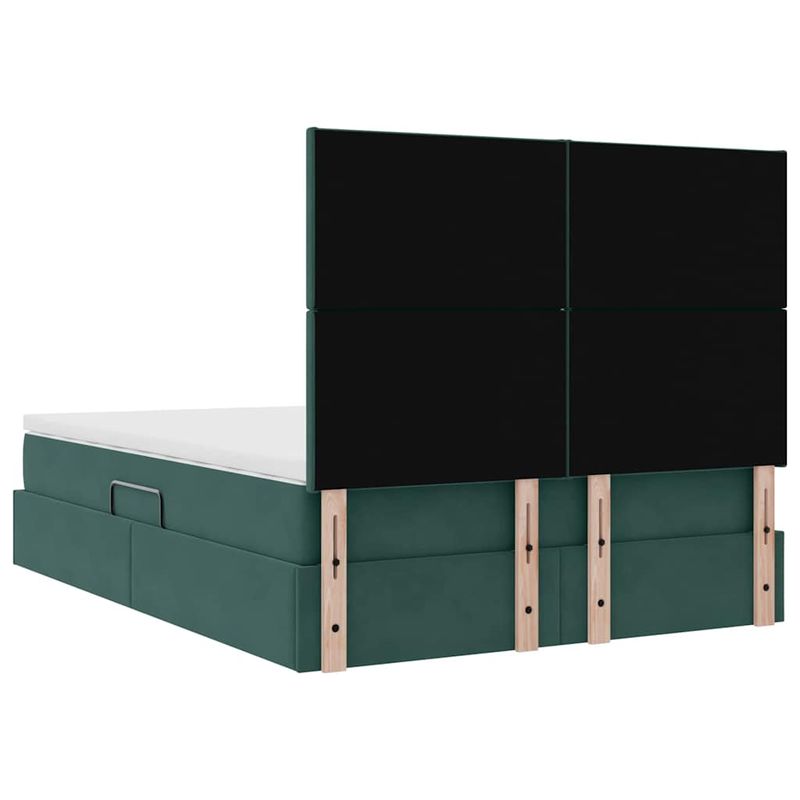 Casa si Gradina - Mobilier - Paturi si accesorii - Paturi - Pat cu lumini cu banda LED Verde inchis 140 x 190 cm Catifea - Infinity.ro