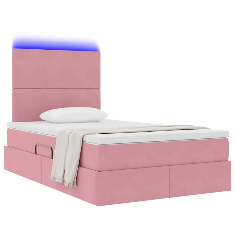 Casa si Gradina - Mobilier - Paturi si accesorii - Paturi - Pat cu lumini cu banda LED Roz 120 x 200 cm Catifea - Infinity.ro