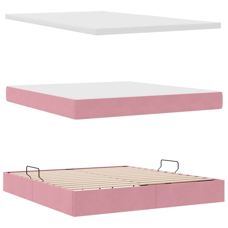 Casa si Gradina - Mobilier - Paturi si accesorii - Paturi - Pat cu lumini cu banda LED Roz 180 x 200 cm Catifea - Infinity.ro