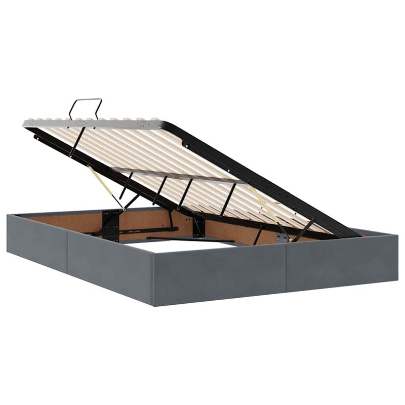 Casa si Gradina - Mobilier - Paturi si accesorii - Paturi - Pat cu lumini cu banda LED Gri inchis 140 x 190 cm Catifea - Infinity.ro