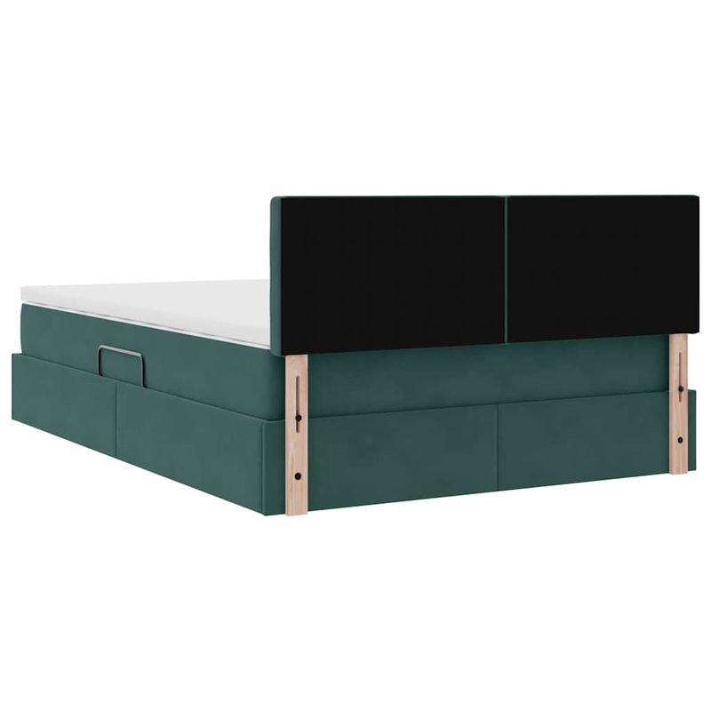 Casa si Gradina - Mobilier - Paturi si accesorii - Paturi - Pat cu lumini cu banda LED Verde inchis 140 x 190 cm Catifea - Infinity.ro