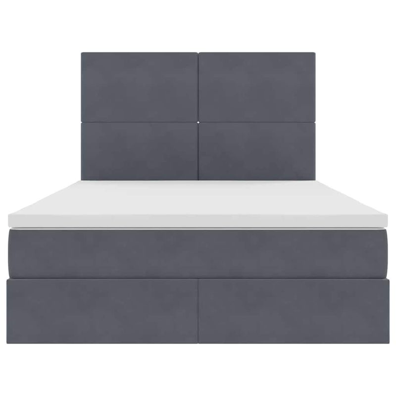 Casa si Gradina - Mobilier - Paturi si accesorii - Paturi - Pat cu lumini cu banda LED Gri inchis 140 x 190 cm Catifea - Infinity.ro