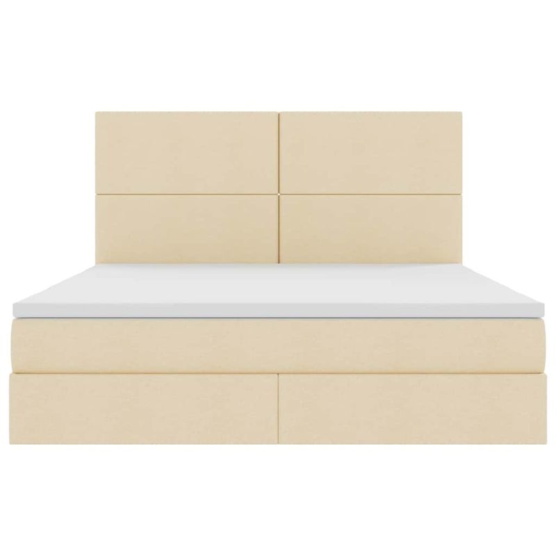 Casa si Gradina - Mobilier - Paturi si accesorii - Paturi - Pat cu lumini cu banda LED Creme 160 x 200 cm tesatura - Infinity.ro