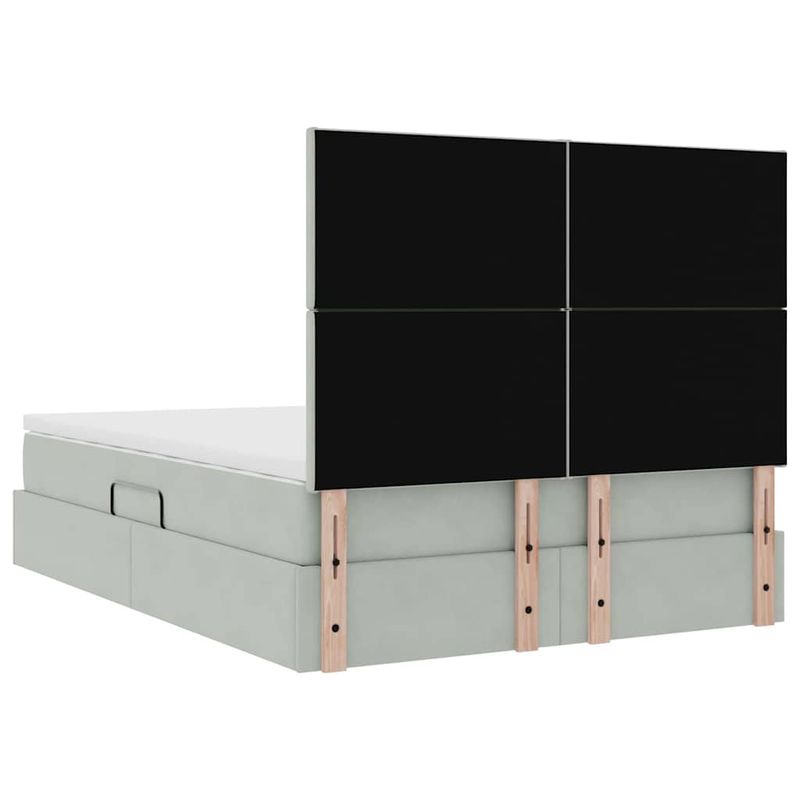 Casa si Gradina - Mobilier - Paturi si accesorii - Paturi - Pat cu lumini cu banda LED Gri deschis 140 x 200 cm Catifea - Infinity.ro