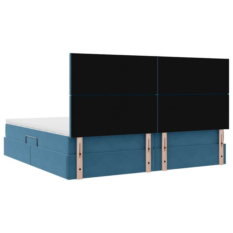 Casa si Gradina - Mobilier - Paturi si accesorii - Paturi - Pat cu lumini cu banda LED Albastru inchis 200 x 200 cm Catifea - Infinity.ro