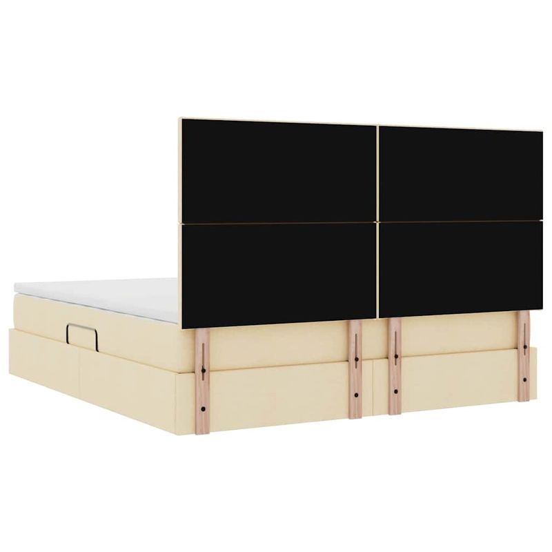 Casa si Gradina - Mobilier - Paturi si accesorii - Paturi - Pat cu lumini cu banda LED Creme 160 x 200 cm tesatura - Infinity.ro