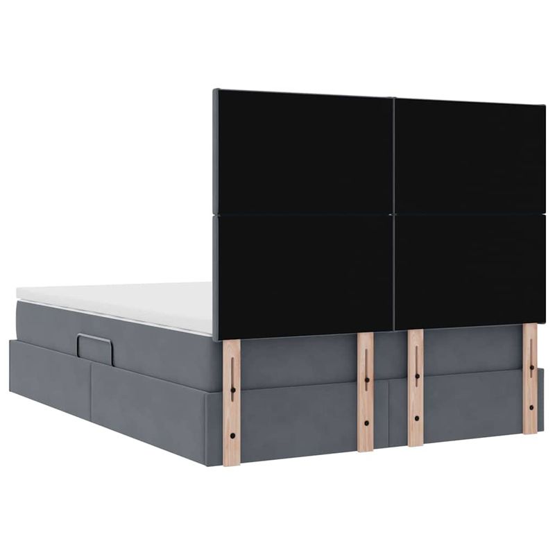 Casa si Gradina - Mobilier - Paturi si accesorii - Paturi - Pat cu lumini cu banda LED Gri inchis 140 x 190 cm Catifea - Infinity.ro