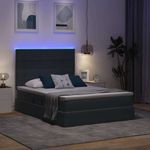 Casa si Gradina - Mobilier - Paturi si accesorii - Paturi - Pat cu lumini cu banda LED Gri inchis 140 x 200 cm Catifea - Infinity.ro