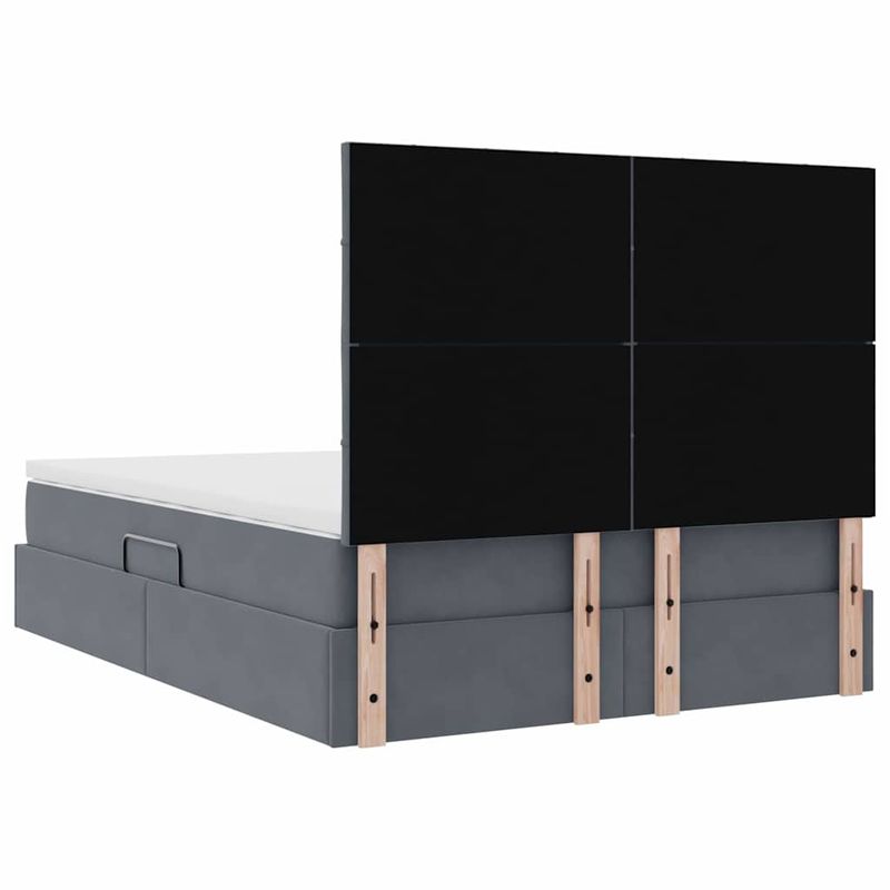 Casa si Gradina - Mobilier - Paturi si accesorii - Paturi - Pat cu lumini cu banda LED Gri inchis 140 x 200 cm Catifea - Infinity.ro