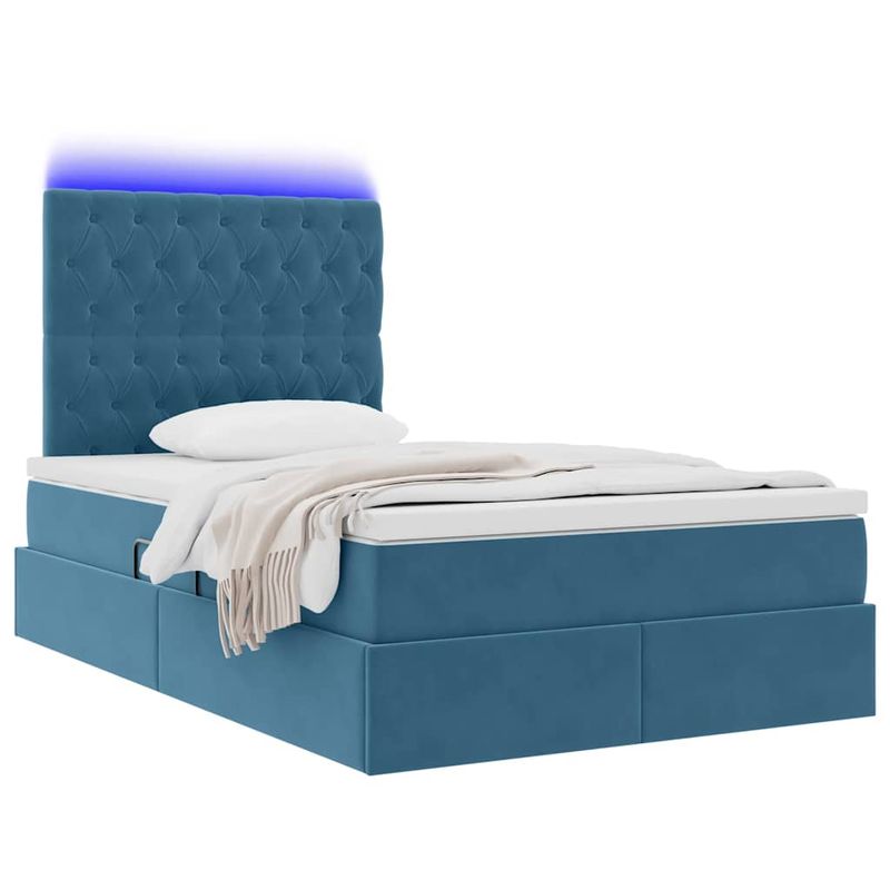 Casa si Gradina - Mobilier - Paturi si accesorii - Paturi - Pat cu lumini cu banda LED Albastru inchis 120 x 200 cm Catifea - Infinity.ro