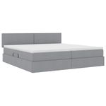 Casa si Gradina - Mobilier - Paturi si accesorii - Paturi - Pat cu lumini cu banda LED Gri deschis 200 x 200 cm tesatura - Infinity.ro