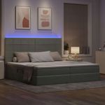 Casa si Gradina - Mobilier - Paturi si accesorii - Paturi - Pat cu lumini cu banda LED Gri deschis 200 x 200 cm Catifea - Infinity.ro