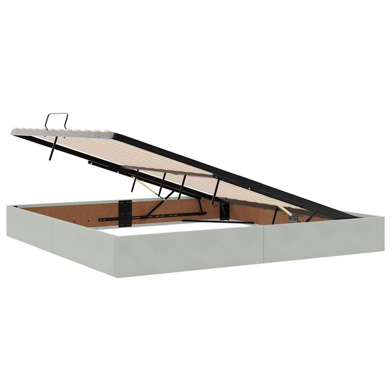Casa si Gradina - Mobilier - Paturi si accesorii - Paturi - Pat cu lumini cu banda LED Gri deschis 200 x 200 cm Catifea - Infinity.ro