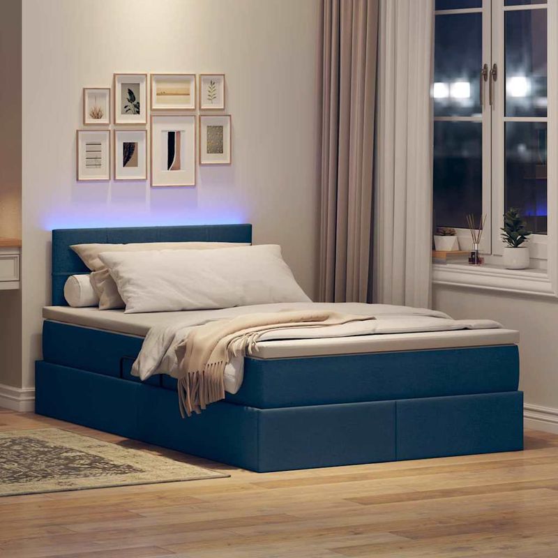 Casa si Gradina - Mobilier - Paturi si accesorii - Paturi - Pat cu lumini cu banda LED albastru 120 x 200 cm tesatura - Infinity.ro