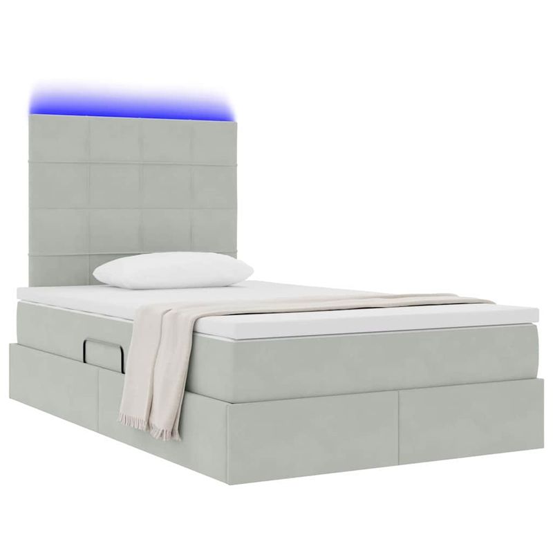 Casa si Gradina - Mobilier - Paturi si accesorii - Paturi - Pat cu lumini cu banda LED Gri deschis 120 x 200 cm Catifea - Infinity.ro