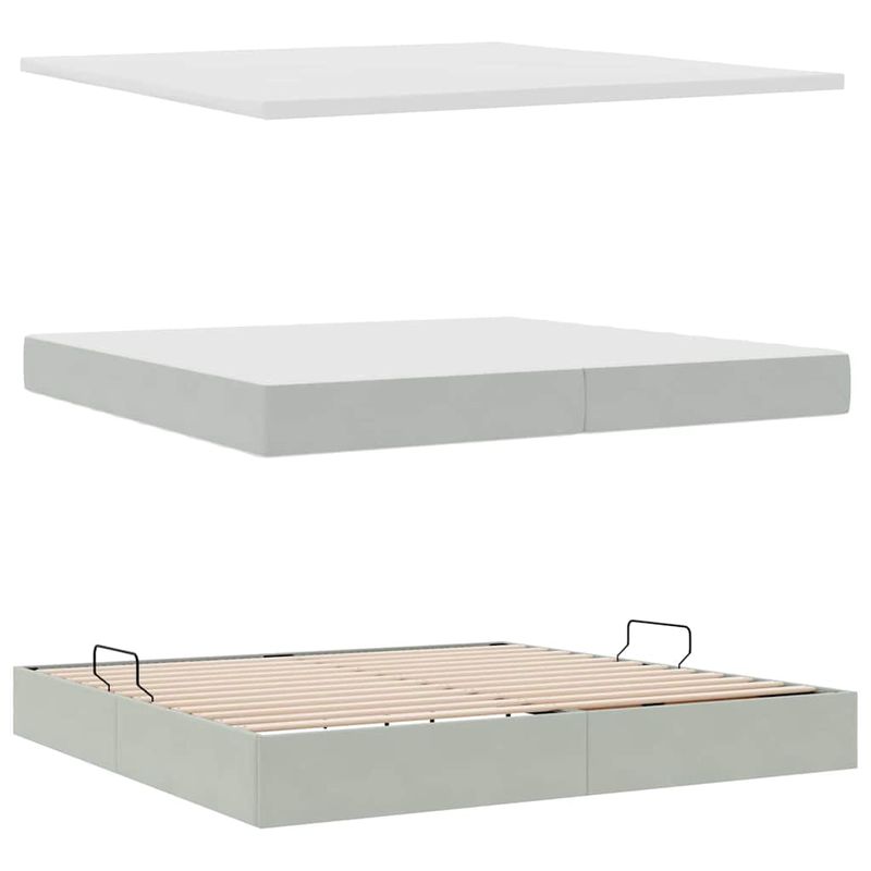 Casa si Gradina - Mobilier - Paturi si accesorii - Paturi - Pat cu lumini cu banda LED Gri deschis 200 x 200 cm Catifea - Infinity.ro