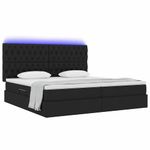 Casa si Gradina - Mobilier - Paturi si accesorii - Paturi - Pat cu lumini cu banda LED Negru 200 x 200 cm tesatura - Infinity.ro