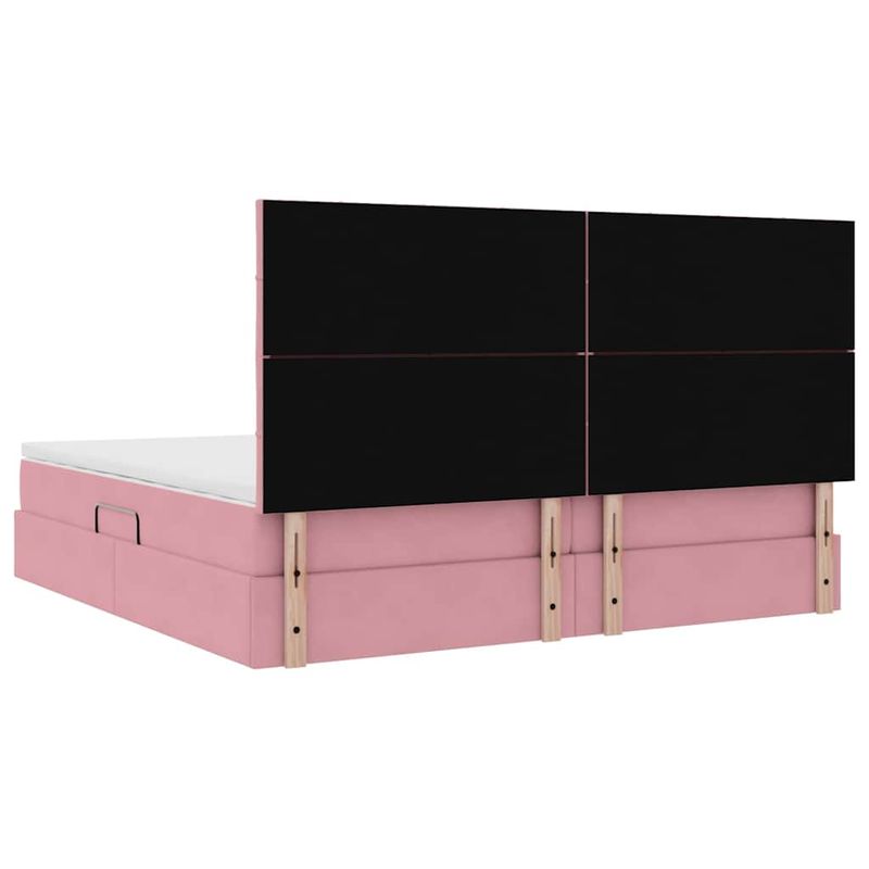 Casa si Gradina - Mobilier - Paturi si accesorii - Paturi - Pat cu lumini cu banda LED Roz 200 x 200 cm Catifea - Infinity.ro