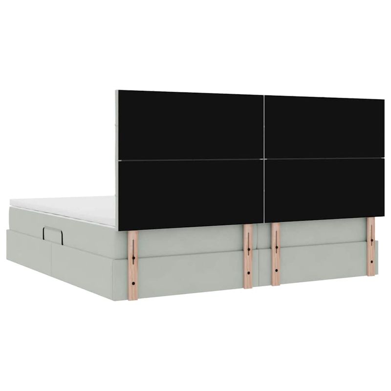 Casa si Gradina - Mobilier - Paturi si accesorii - Paturi - Pat cu lumini cu banda LED Gri deschis 200 x 200 cm Catifea - Infinity.ro