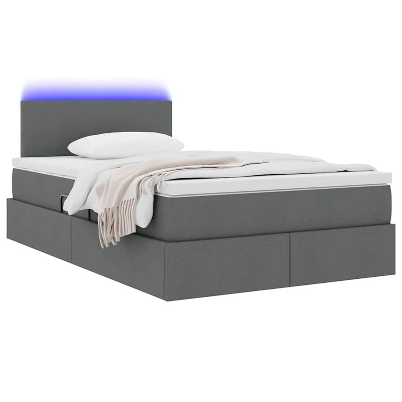 Casa si Gradina - Mobilier - Paturi si accesorii - Paturi - Pat cu lumini cu banda LED Gri inchis 120 x 200 cm tesatura - Infinity.ro