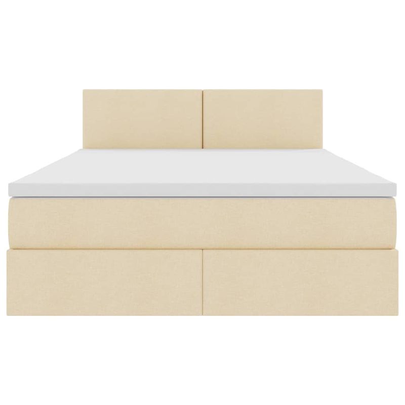 Casa si Gradina - Mobilier - Paturi si accesorii - Paturi - Pat cu lumini cu banda LED Creme 140 x 200 cm tesatura - Infinity.ro
