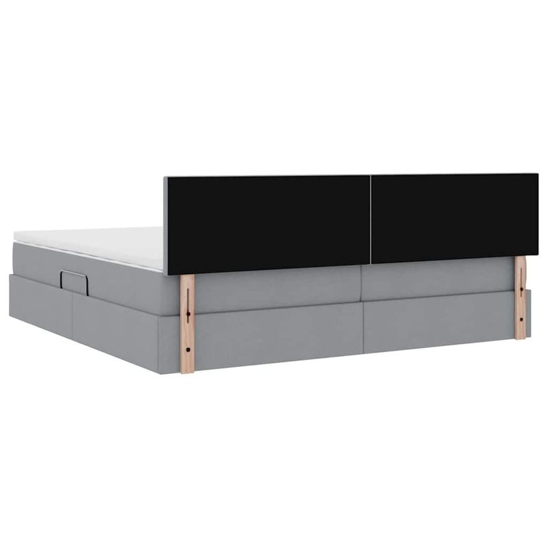 Casa si Gradina - Mobilier - Paturi si accesorii - Paturi - Pat cu lumini cu banda LED Gri deschis 200 x 200 cm tesatura - Infinity.ro