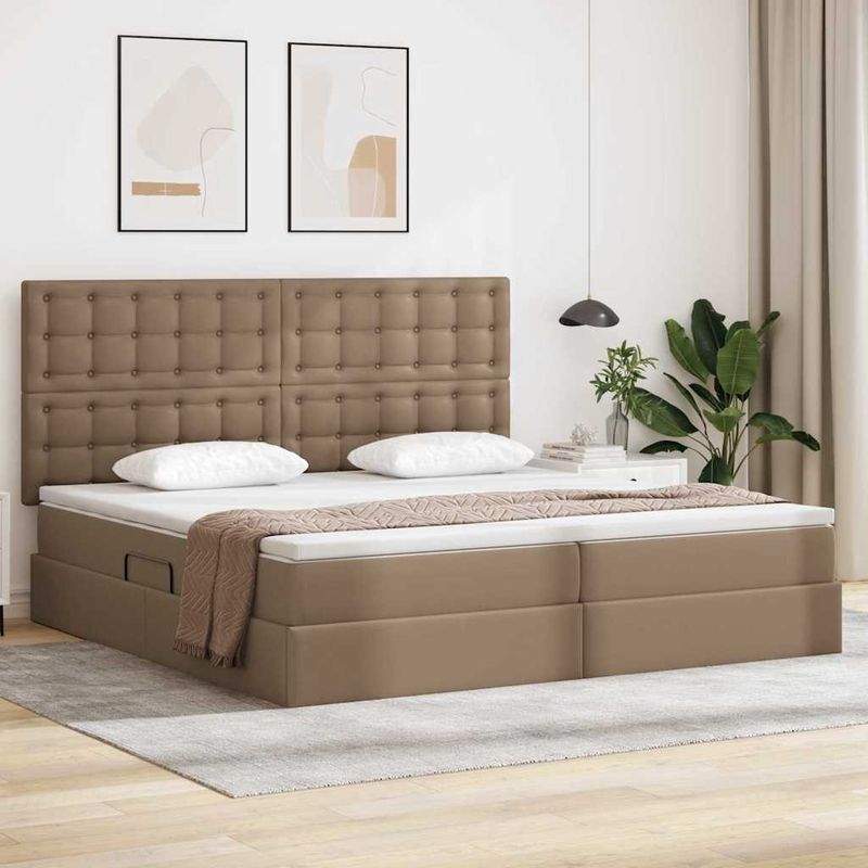 Casa si Gradina - Mobilier - Paturi si accesorii - Paturi - Pat cu lumini cu banda LED Cappuccino 200 x 200 cm PVC - Infinity.ro