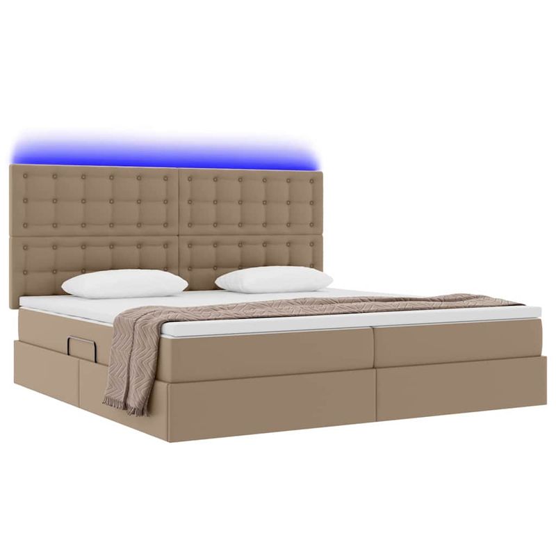 Casa si Gradina - Mobilier - Paturi si accesorii - Paturi - Pat cu lumini cu banda LED Cappuccino 200 x 200 cm PVC - Infinity.ro