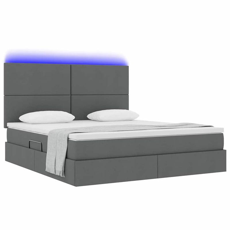 Casa si Gradina - Mobilier - Paturi si accesorii - Paturi - Pat cu lumini cu banda LED Gri inchis 180 x 200 cm tesatura - Infinity.ro